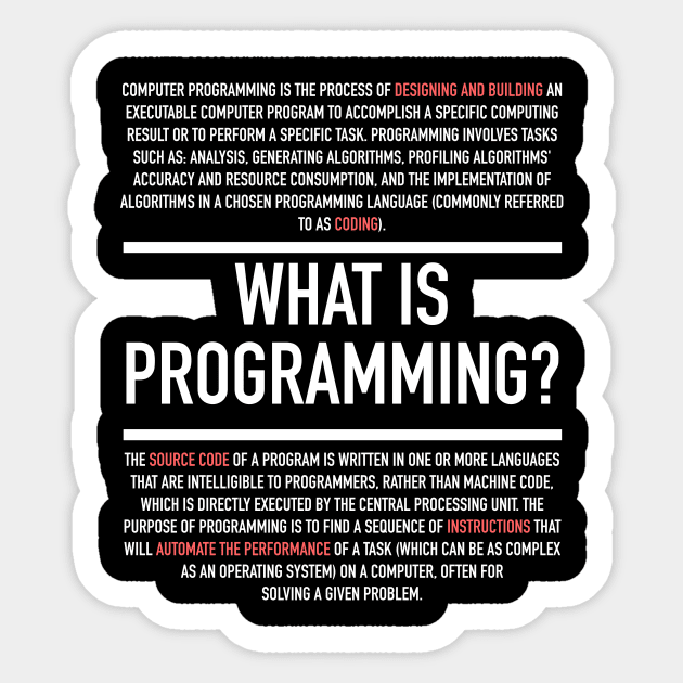 Programming Defined - Computer Teacher Sticker by Hidden Verb